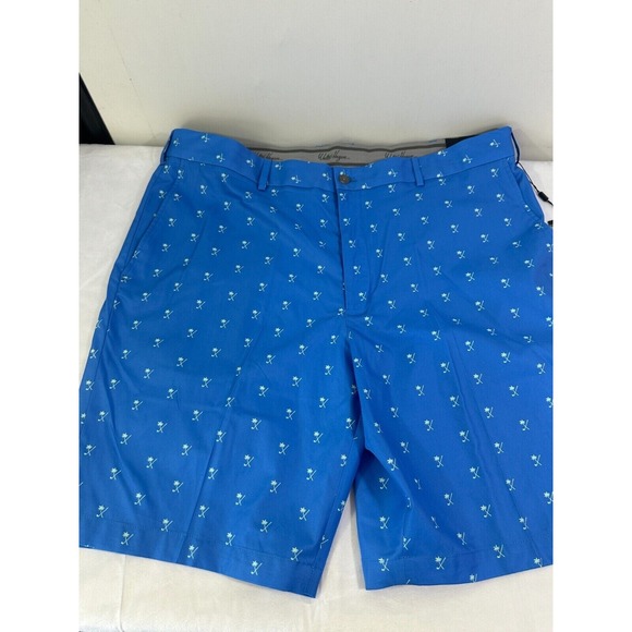 Walter Hagen Other - Walter Hagen Perfect 11 Golf Shorts Palm Clubs Print Sea Blue Size 32 New 10" In